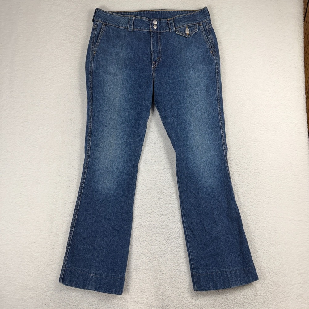 VTG Y2K Levis Jeans Womens 12M (33x29) Blue Stretch Calvary Bootcut Flap Pockets